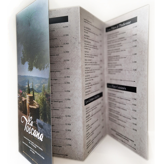 Menu et cartes Restaurant Menu de Restaurant - pli accordéon