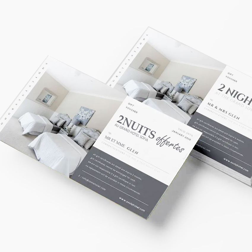 Carte cadeau Hotelerie . Boutique Hotel . Marketing