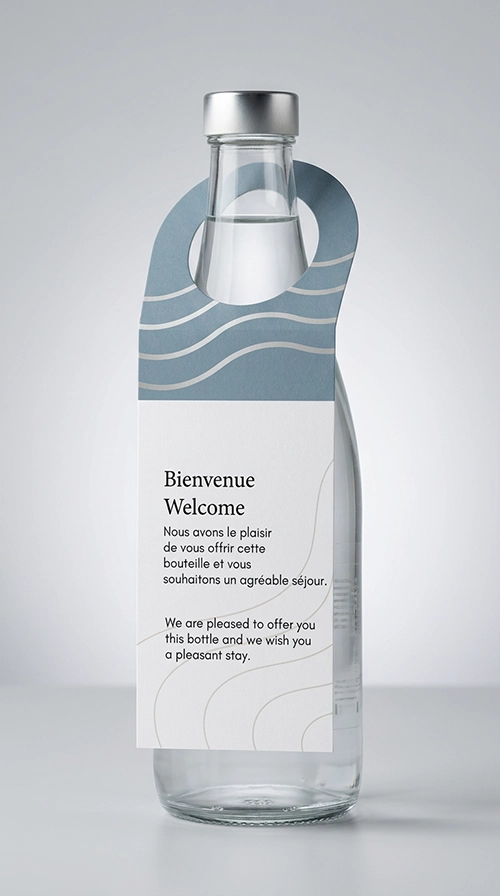 collerette-bouteille-personnalisee-premium Collerette de bouteille personnalisée haut de gamme pour hôtel et restaurant.
